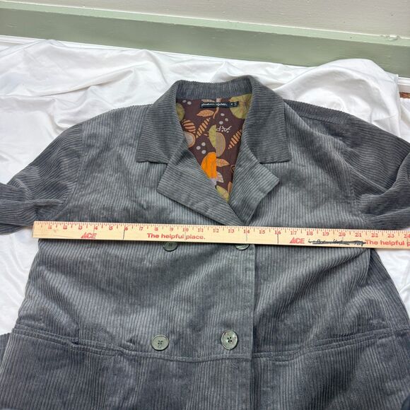 Gudrun Sjoden Gray Corduroy Coat Jacket Button Up Lagenlook Boho Size M - Picture 15 of 16